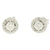 Image 2 : NEW 14k White Gold 1.06 ctw Round Brilliant Diamond Stud Earrings w/ Pave Halos