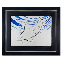 Wyland, "Orca" Hand Signed Original Painting on Paper with Letter of Authenticit
