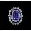 Image 2 : 5.87 ctw Tanzanite and Diamond Ring - 14KT White Gold