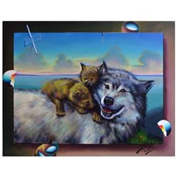 Ferjo, "Play Time" Original Painting on Canvas, Hand Signed with Letter of Authe