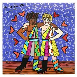 Britto, "Gemini Boys (Black & White)" Hand Signed Limited Edition Giclee on Canv