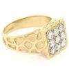Image 4 : Mens 14K Two Tone Gold Nugget Design .90 ctw Round BRILLIANT Diamond Cluster Rin