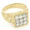 Image 6 : Mens 14K Two Tone Gold Nugget Design .90 ctw Round BRILLIANT Diamond Cluster Rin