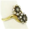 Image 7 : 18k Gold Rose Diamonds Seed Pearl Enamel Bypass Ring
