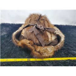 Muskrat fur hat, size medium, made in Winnipeg