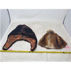 Women’s fur hats, muskrat and shaved fur bonnet