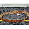Image 3 : Tooled leather belt, 4H silver tone buckle, 32” long