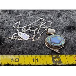 Sterling Abalone pendant on a 24” silver tone chain