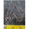 Image 1 : Sterling silver chain, 18” and sterling double heart pendant