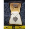 Image 1 : Sterling silver chain, 19” with heart pendant