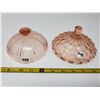 Image 1 : 98. Pink depression glass butter lids, “Windsor” and “Cherry Blossom”