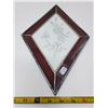 Image 1 : 123. Stained glass window panel, diamond shape, wild rose