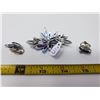 Image 3 : 137. Blue rhinestone broach and clip earrings, Julianna style