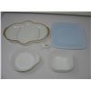 Image 1 : LOT of 4 FIRE KING DISHES - 1 LIGHT BLUE & 3 MILK GLASS