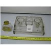 Image 1 : GLASS DOUBLE INK WELL & INK BOTTLE