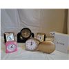 Image 1 : Assortment of clocks. 2 wind up vintage travel alarm clocks. 3 battery clocks. 1 Desktop, 2 travel