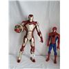 Image 1 : Animated. Talking, shooting Ironman figure. Spiderman figure.
