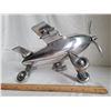 Image 4 : Decorative metal airplane with moving wheels and propeller.