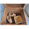 Image 2 : Wicker basket with woven shoes and small basket.