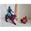 Image 1 : Master's of the Universe 1983 Skeletor and panther plus saddle from Heman's tiger.