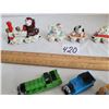 Image 2 : Cake toppers. Vintage ceramic animal train with holes for candles. 2 Cars toppers and 2 Thomas the t