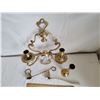 Image 2 : Brass wall mounted candle holder, bud vase and 2 flame snuffers.
