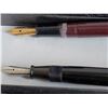 Image 2 : 2 old fountain pens. Brown bankers pen with gold filled nib. Black Esterbrook pen and nib.