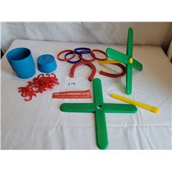 Vintage Zowie Ring Toss and Horseshoe Game &  Hazbro Barrel of Monkeys