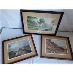 3 framed vintage prints