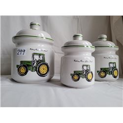 Set of 3 John Deere Canisters.
