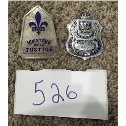 Quebec dept of corrections & Justice badges