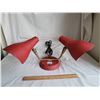 Image 1 : Funky 1960's red working table or wall lamp with movable shades.