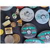 Image 4 : Jar of metal pins, golf ball markers and pin on festival buttons.
