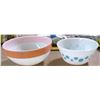 Image 1 : 8.5" Pink Rimmed FireKing Bowl & 7" Blue/White see more
