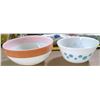 Image 4 : 8.5" Pink Rimmed FireKing Bowl & 7" Blue/White see more