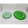 Image 1 : Cake plate green depression glass - 2 smaller plates