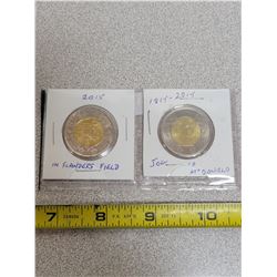 2015 In Flander's fields & 1815-2015 John A McDonald toonie