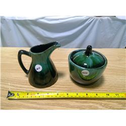 blue mountain pottery cream and sugar w/ lid
