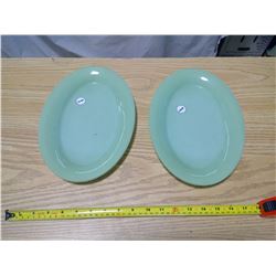 2 green fire king platters