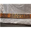 Image 2 : Very heavy 'six shooters' bar wooden sign, 71" long