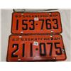 Image 2 : 4 Saskatchewan license plates, 1958, 63, 61, 63