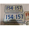 Image 2 : 7 Saskatchewan license plates - 1976, matching 1972, 73, 74