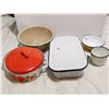 Image 1 : Enamel dish lot, pots, cups, bowls