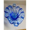 Image 3 : WHITE CRYSTAL BRAND MADE IN ITALY BLUE ART GLASS