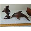 Image 1 : TWO DOLPHINED CARVED IRONWOOD SCULPTURES