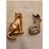 Image 1 : 210.  Sterling silver cat and a gold tone cat (2)