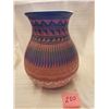 Image 1 : 220.  Native American South Western pottery vase with feather pattern by Derrick Nauto