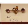 Image 1 : 231.  9 KT gold broach with amethysts and citrine, hallmarked for Edinborough