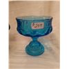 Image 3 : 249.  Blue and iridescent footed candy dishes, “King’s Crown” pattern