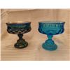 Image 5 : 249.  Blue and iridescent footed candy dishes, “King’s Crown” pattern